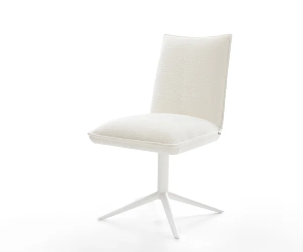 Chaise-pivotante Lelio-Flex bouclé doux beige pied de chaise 4 branches blanc pivotement sur 360° fonction bascule resorts ensachés