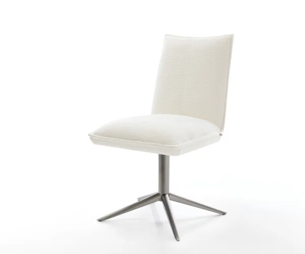 Chaise-pivotante Lelio-Flex bouclé doux beige pied de chaise 4 branches grafiete pivotement sur 360° fonction bascule resorts ensachés