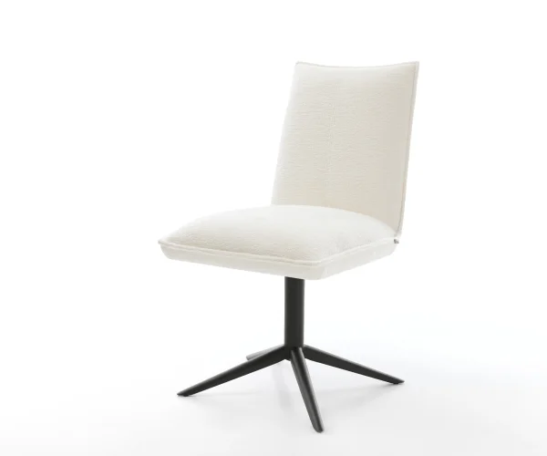 Chaise-pivotante Lelio-Flex bouclé doux beige pied de chaise 4 branches noir pivotement sur 360° fonction bascule resorts ensachés