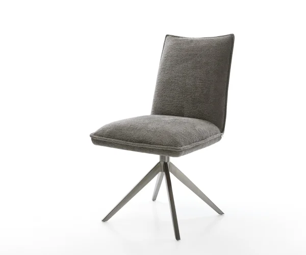 Chaise-pivotante Lelio-Flex bouclé doux couleur boue pied croisé large grafiete pivotement sur 360° fonction bascule resorts ensachés