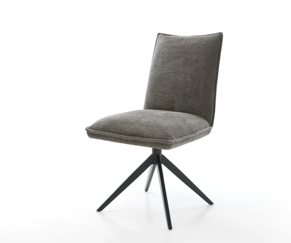 Chaise-pivotante Lelio-Flex bouclé doux couleur boue pied croisé large noir pivotement sur 360° fonction bascule resorts ensachés