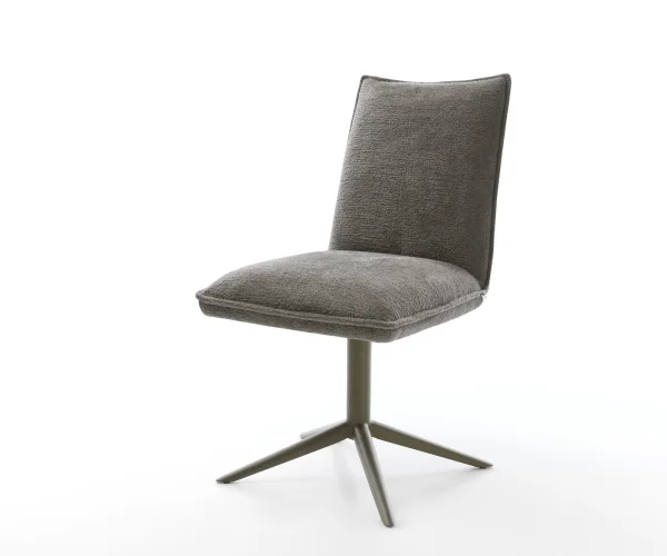 Chaise-pivotante Lelio-Flex bouclé doux couleur boue pied de chaise 4 branches aspect titane pivotement sur 360° fonction bascule resorts ensachés