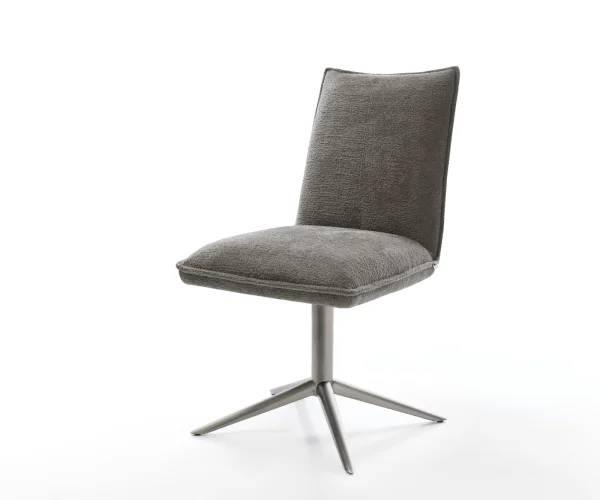 Chaise-pivotante Lelio-Flex bouclé doux couleur boue pied de chaise 4 branches grafiete pivotement sur 360° fonction bascule resorts ensachés