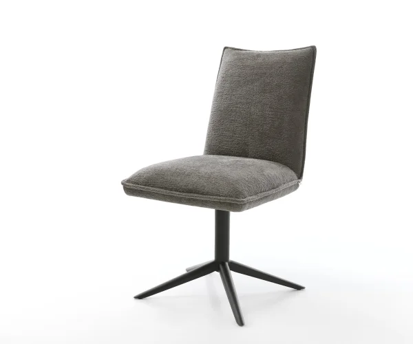 Chaise-pivotante Lelio-Flex bouclé doux couleur boue pied de chaise 4 branches noir pivotement sur 360° fonction bascule resorts ensachés