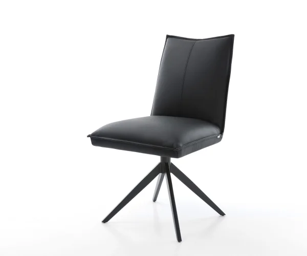 Chaise-pivotante Lelio-Flex cuir de vache noir pied croisé large noir pivotement sur 360° fonction bascule ressorts ensachés