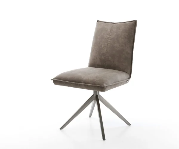 Chaise-pivotante Lelio-Flex microvelours taupe vintage pied croisé large grafiete pivotement sur 360° fonction bascule ressorts ensachés