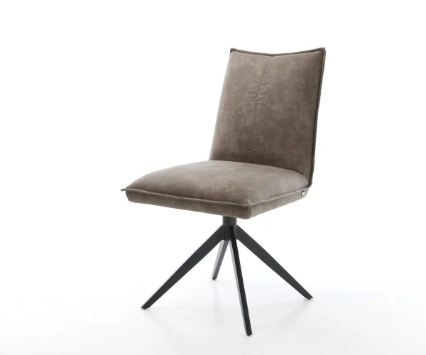 Chaise-pivotante Lelio-Flex microvelours taupe vintage pied croisé large noir pivotement sur 360° fonction bascule ressorts ensachés