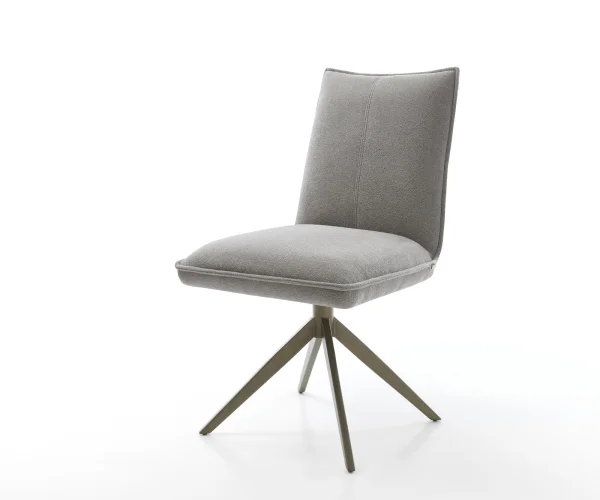 Chaise-pivotante Lelio-Flex tissu structuré doux gris pied croisé large aspect titane pivotement sur 360° fonction bascule resorts ensachés