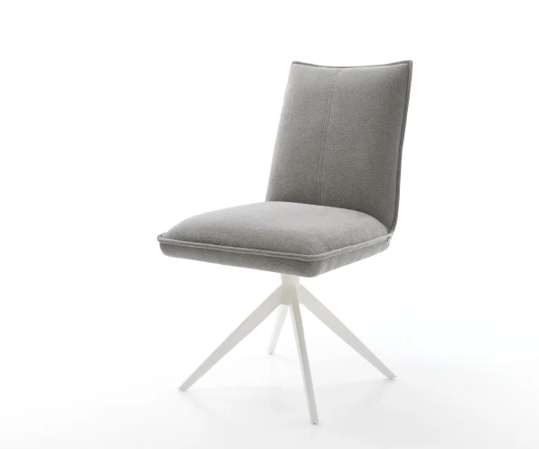 Chaise-pivotante Lelio-Flex tissu structuré doux gris pied croisé large blanc pivotement sur 360° fonction bascule resorts ensachés