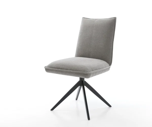 Chaise-pivotante Lelio-Flex tissu structuré doux gris pied croisé large noir pivotement sur 360° fonction bascule resorts ensachés