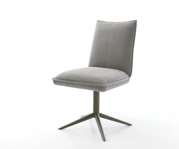 Chaise-pivotante Lelio-Flex tissu structuré doux gris pied de chaise 4 branches aspect titane pivotement sur 360° fonction bascule resorts ensachés