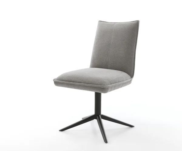 Chaise-pivotante Lelio-Flex tissu structuré doux gris pied de chaise 4 branches noir pivotement sur 360° fonction bascule resorts ensachés