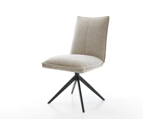 Chaise-pivotante Lelio-Flex tissu tissé doux beige pied croisé large noir pivotement sur 360° fonction bascule resorts ensachés