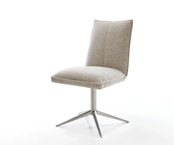 Chaise-pivotante Lelio-Flex tissu tissé doux beige pied de chaise 4 branches acier inoxydable pivotement sur 360° fonction bascule resorts ensachés