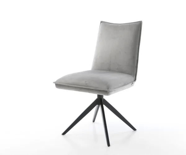 Chaise-pivotante Lelio-Flex velours gris pied croisé large noir pivotement sur 360° fonction bascule ressorts ensachés