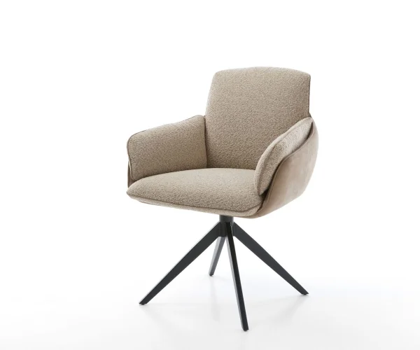 Chaise-pivotante Luan-Flex avec accoudoirs microvelours boue pied croisé large noir pivotement sur 360° fonction bascule