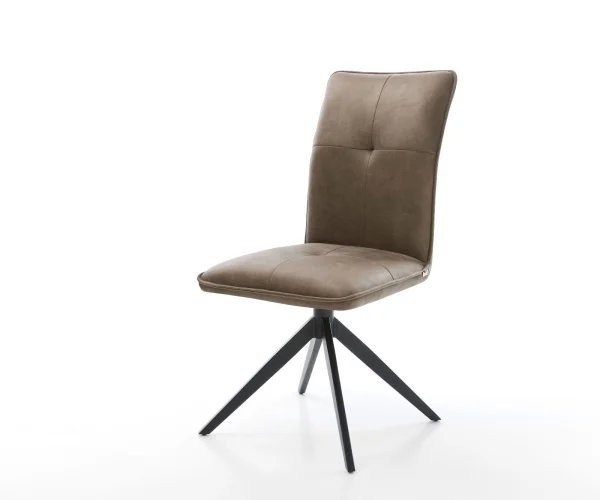 Chaise-pivotante Maddy-Flex microvelours taupe vintage pied croisé large noir pivotement sur 360° fonction bascule