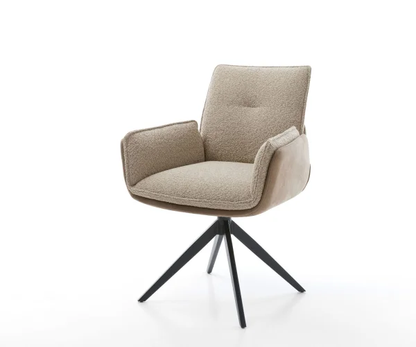 Chaise-pivotante Nela-Flex microvelours boue pied croisé large noir pivotement sur 360° fonction bascule