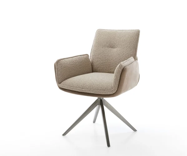 Chaise-pivotante Nela-Flex tissu mixte couleur boue pied croisé large grafiete pivotement sur 360° fonction bascule