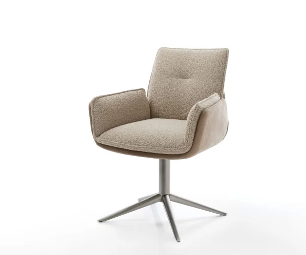 Chaise-pivotante Nela-Flex tissu mixte couleur boue pied de chaise 4 branches grafiete pivotement sur 360° fonction bascule