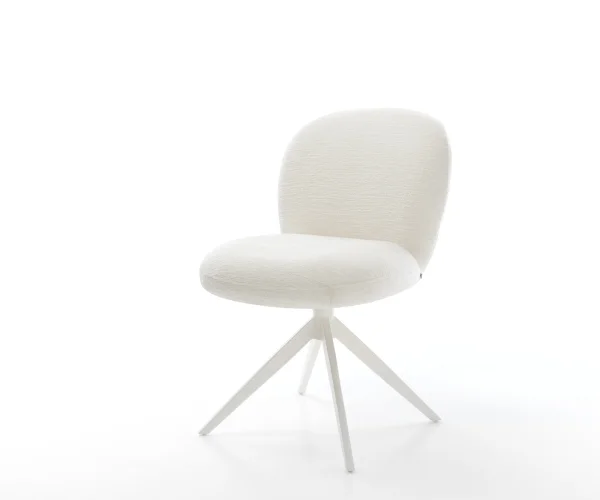 Chaise-pivotante Nube-Flex bouclé doux beige pied croisé large blanc pivotement sur 360° fonction bascule resorts ensachés