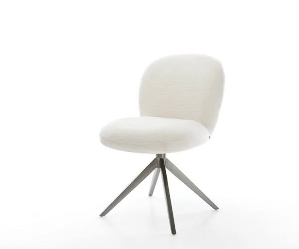 Chaise-pivotante Nube-Flex bouclé doux beige pied croisé large grafiete pivotement sur 360° fonction bascule resorts ensachés