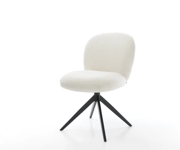 Chaise-pivotante Nube-Flex bouclé doux beige pied croisé large noir pivotement sur 360° fonction bascule resorts ensachés