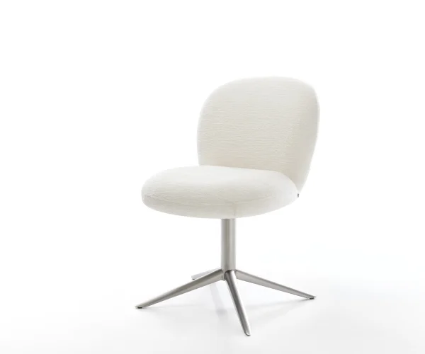 Chaise-pivotante Nube-Flex bouclé doux beige pied de chaise 4 branches acier inoxydable pivotement sur 360° fonction bascule resorts ensachés