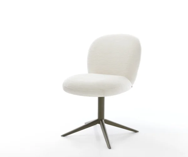 Chaise-pivotante Nube-Flex bouclé doux beige pied de chaise 4 branches aspect titane pivotement sur 360° fonction bascule resorts ensachés