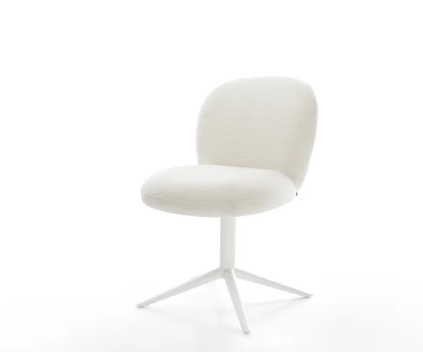 Chaise-pivotante Nube-Flex bouclé doux beige pied de chaise 4 branches blanc pivotement sur 360° fonction bascule resorts ensachés