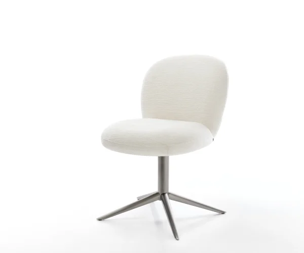 Chaise-pivotante Nube-Flex bouclé doux beige pied de chaise 4 branches grafiete pivotement sur 360° fonction bascule resorts ensachés