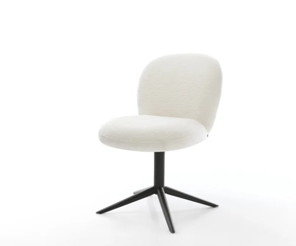 Chaise-pivotante Nube-Flex bouclé doux beige pied de chaise 4 branches noir pivotement sur 360° fonction bascule resorts ensachés