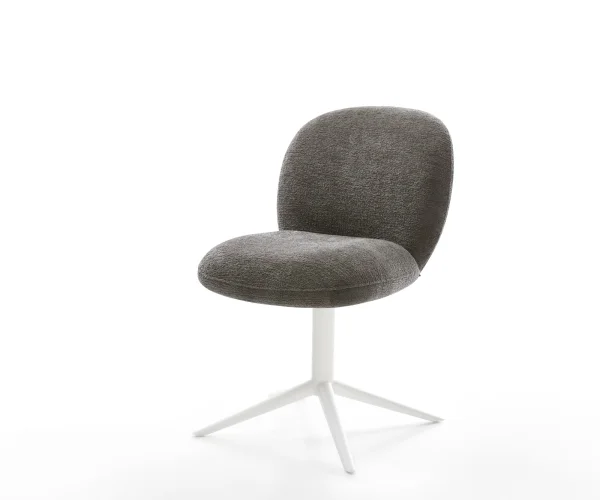 Chaise-pivotante Nube-Flex bouclé doux couleur boue pied de chaise 4 branches blanc pivotement sur 360° fonction bascule resorts ensachés