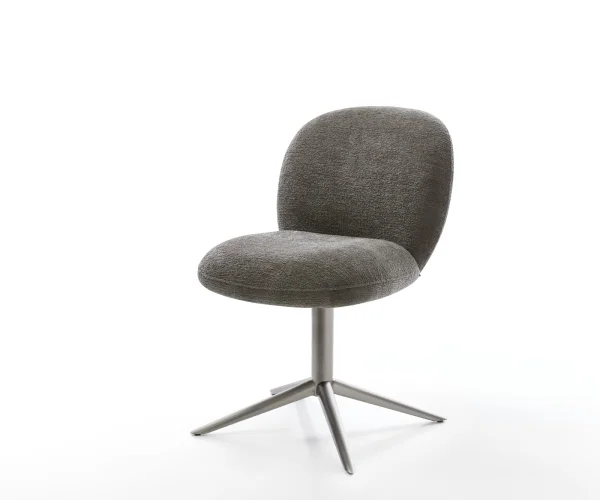 Chaise-pivotante Nube-Flex bouclé doux couleur boue pied de chaise 4 branches grafiete pivotement sur 360° fonction bascule resorts ensachés