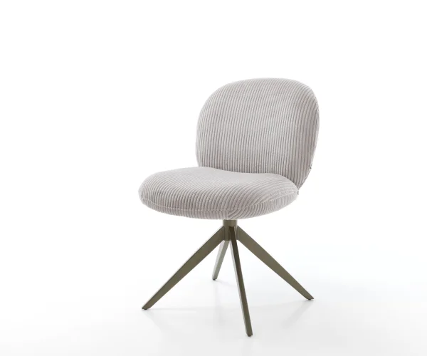 Chaise-pivotante Nube-Flex côtelé gris argenté pied croisé large aspect titane pivotement sur 360° ressorts ensachés
