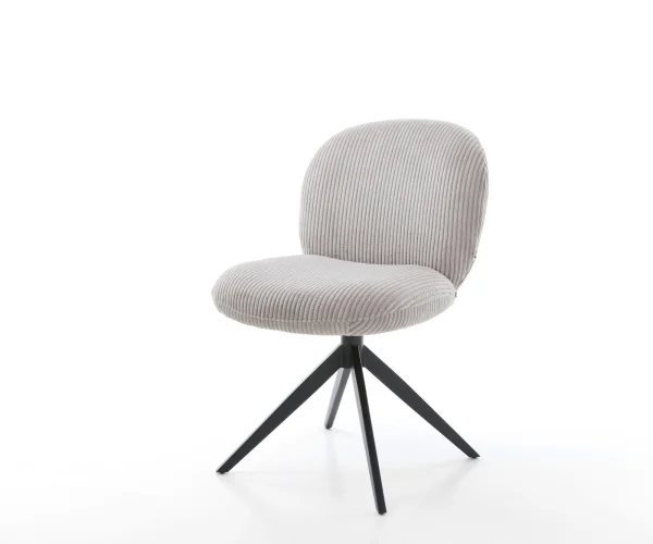 Chaise-pivotante Nube-Flex côtelé gris argenté pied croisé large noir pivotement sur 360° fonction bascule ressorts ensachés