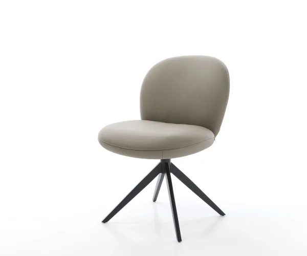 Chaise-pivotante Nube-Flex cuir de vache couleur boue pied croisé large noir pivotement sur 360° fonction bascule ressorts ensachés