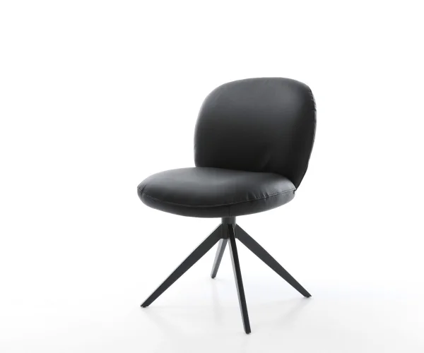 Chaise-pivotante Nube-Flex cuir de vache noir pied croisé large noir pivotement sur 360° fonction bascule ressorts ensachés