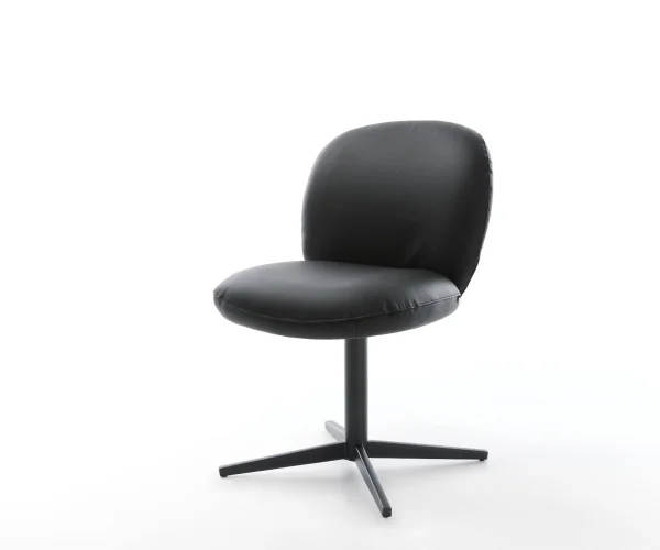 Chaise-pivotante Nube-Flex cuir de vache noir pied de chaise 4 branches noir pivotement sur 360° ressorts ensachés