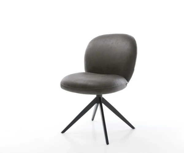 Chaise-pivotante Nube-Flex microvelours anthracite vintage pied croisé large noir pivotement sur 360° fonction bascule ressorts ensachés