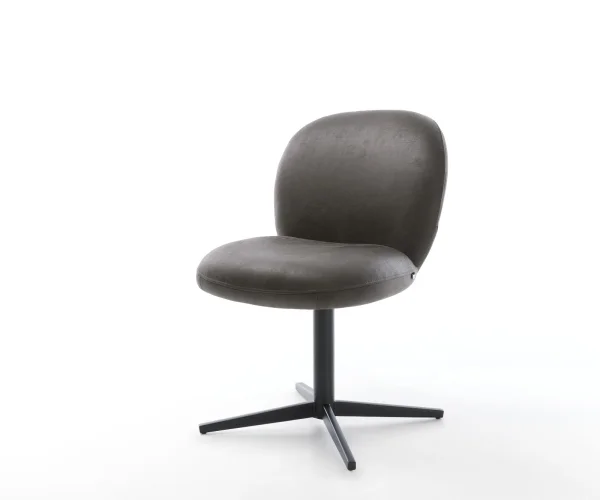 Chaise-pivotante Nube-Flex microvelours anthracite vintage pied de chaise 4 branches noir pivotement sur 360° ressorts ensachés