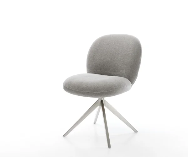 Chaise-pivotante Nube-Flex tissu structuré doux gris pied croisé large acier inoxydable pivotement sur 360° fonction bascule resorts ensachés