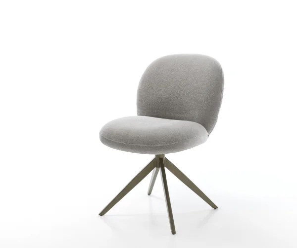 Chaise-pivotante Nube-Flex tissu structuré doux gris pied croisé large aspect titane pivotement sur 360° fonction bascule resorts ensachés