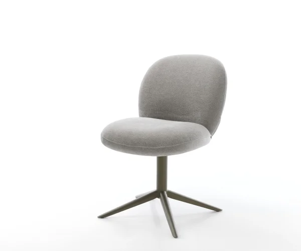 Chaise-pivotante Nube-Flex tissu structuré doux gris pied de chaise 4 branches aspect titane pivotement sur 360° fonction bascule resorts ensachés