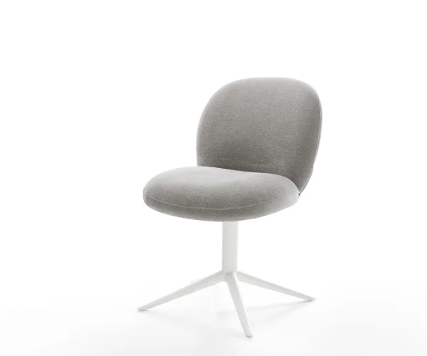 Chaise-pivotante Nube-Flex tissu structuré doux gris pied de chaise 4 branches blanc pivotement sur 360° fonction bascule resorts ensachés