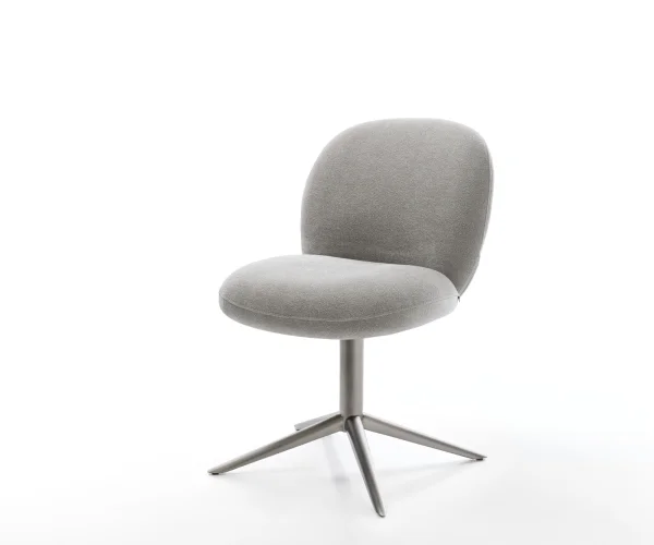Chaise-pivotante Nube-Flex tissu structuré doux gris pied de chaise 4 branches grafiete pivotement sur 360° fonction bascule resorts ensachés