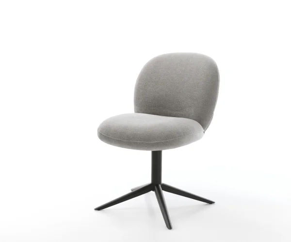 Chaise-pivotante Nube-Flex tissu structuré doux gris pied de chaise 4 branches noir pivotement sur 360° fonction bascule resorts ensachés