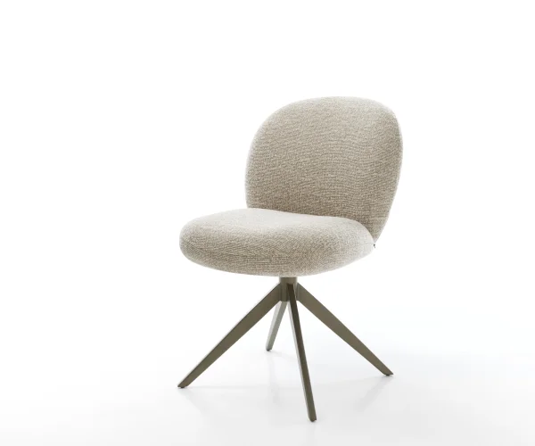 Chaise-pivotante Nube-Flex tissu tissé doux beige pied croisé large aspect titane pivotement sur 360° fonction bascule resorts ensachés