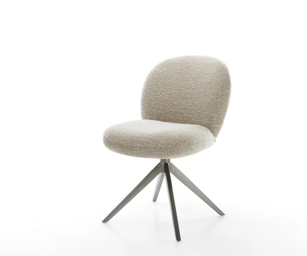 Chaise-pivotante Nube-Flex tissu tissé doux beige pied croisé large grafiete pivotement sur 360° fonction bascule resorts ensachés