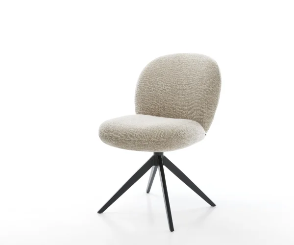 Chaise-pivotante Nube-Flex tissu tissé doux beige pied croisé large noir pivotement sur 360° fonction bascule resorts ensachés